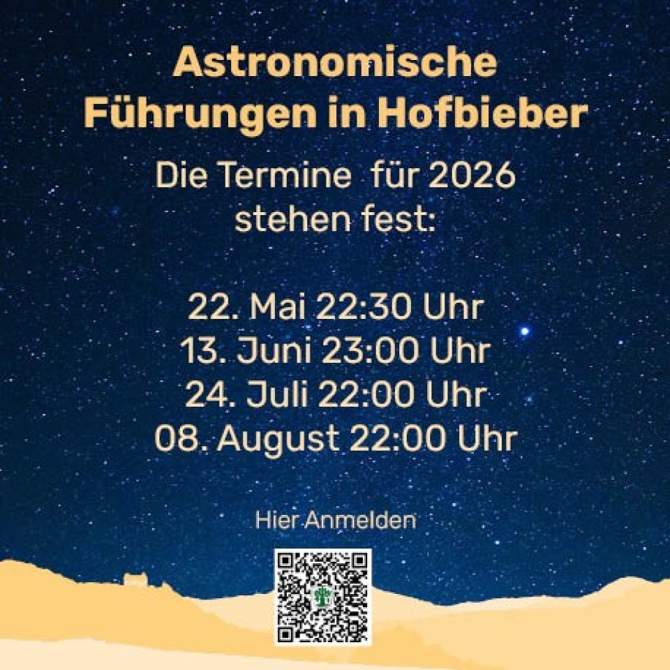 Astronomische Führungen 2026 jetzt buchbar